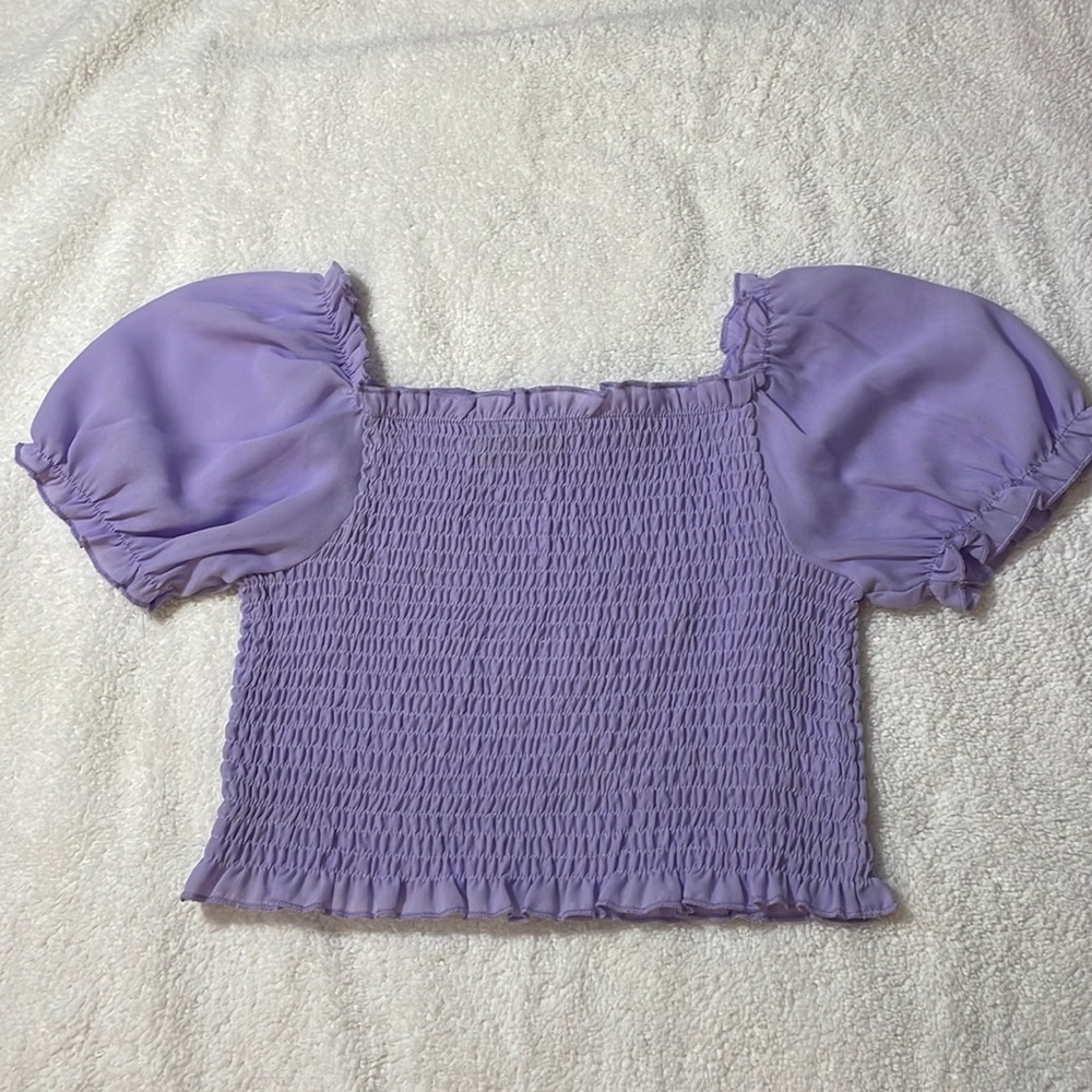 puffy sleeves ruched crop top